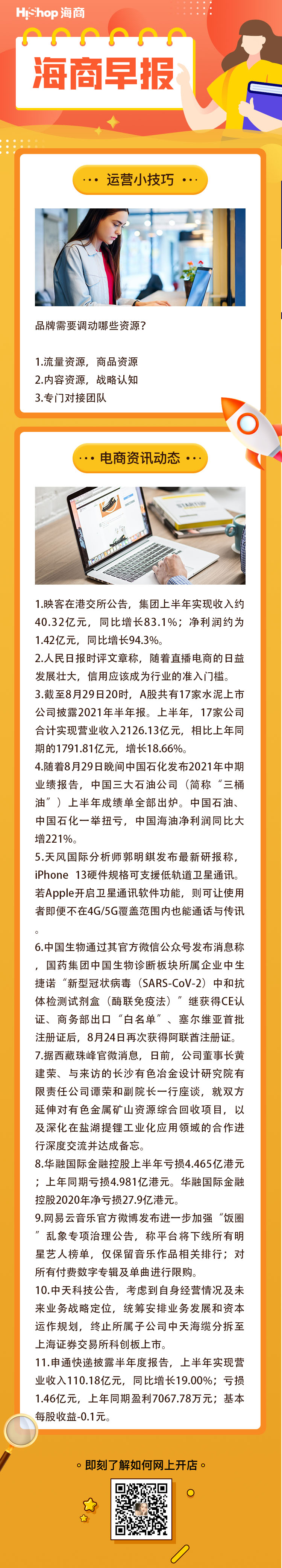 HiShop电商早报——2021年8月30日