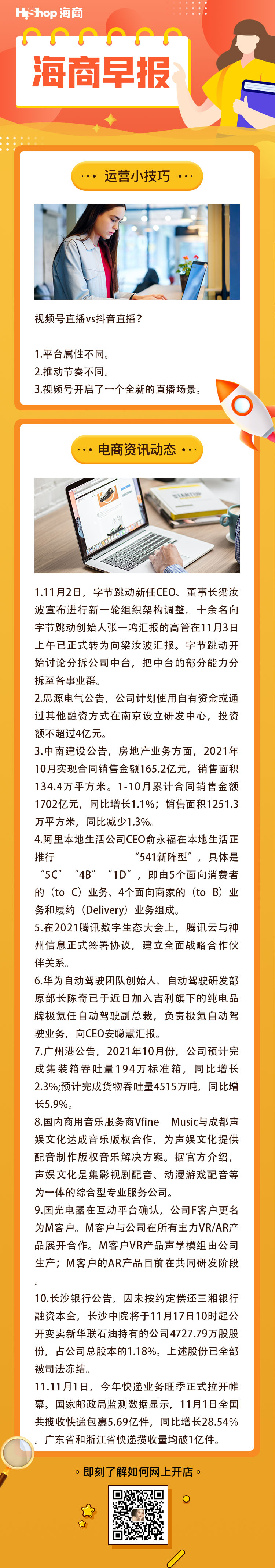 HiShop电商早报——2021年11月4日