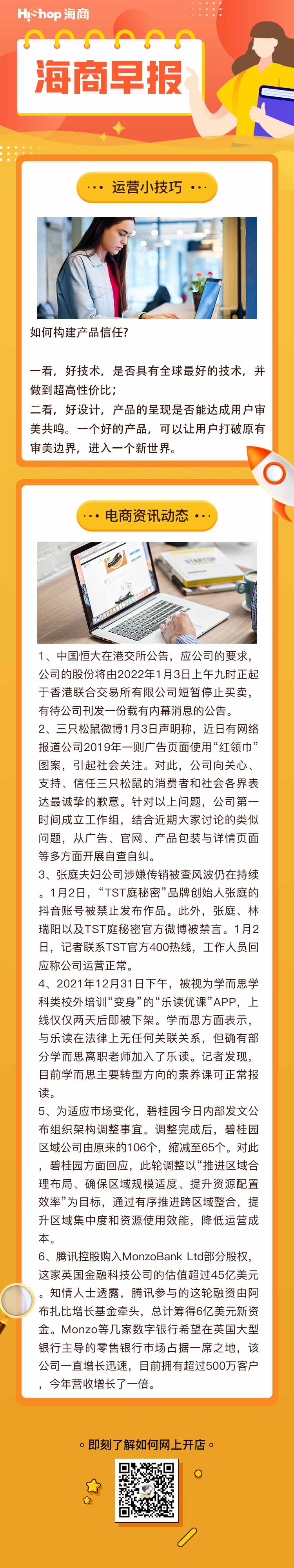HiShop电商早报——2022年1月4日