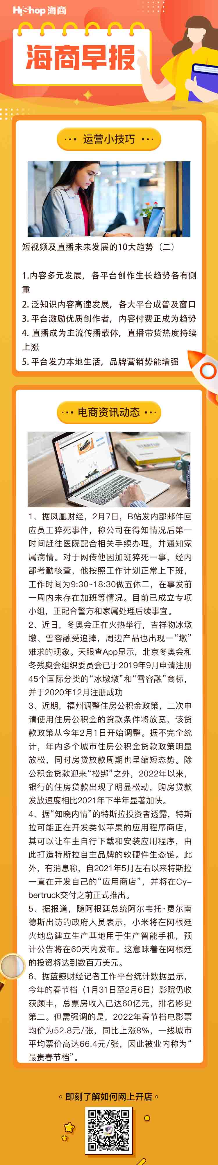 HiShop电商早报——2022年2月8日