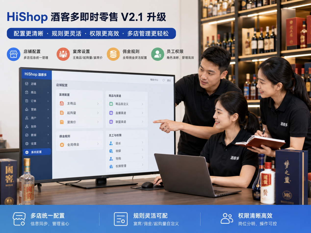 【重磅更新】HiShop酒客多即时零售V2.1版本：配送、结算和权限再度升级